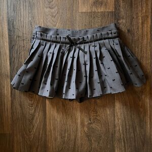 Dark academia pleated mini skort with black bows grunge indie goth office siren